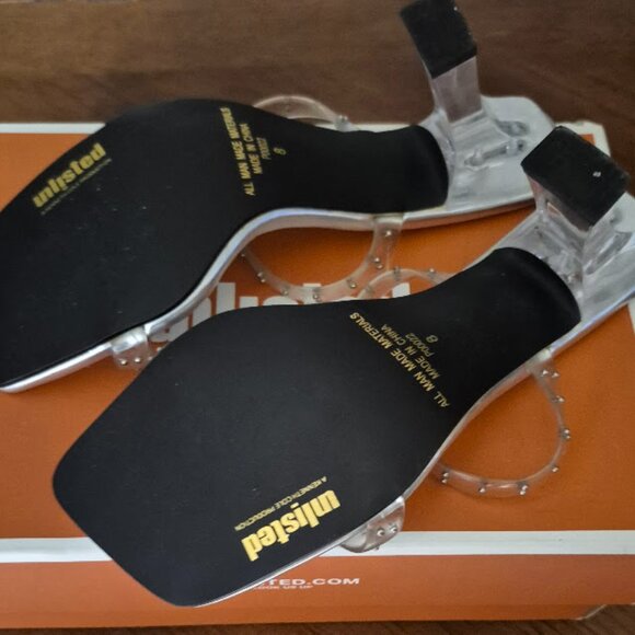 Women Clear Heels Sandals Transparent Square Toe Heels Backless Block Pump Shoes - Picture 6 of 6